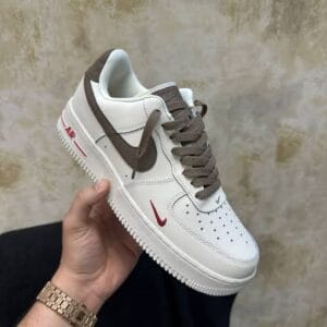 Nik_e Airforce 1 Coffee Milk Mini Red Swoosh