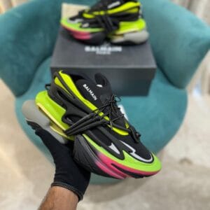 Balmaiin Unicorn Panelled Green Sneakers