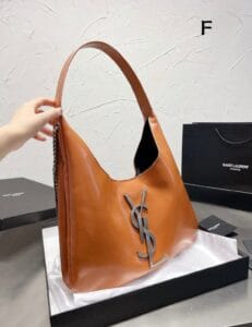 YSL Large Logo Shoppers Bag with Box-brown