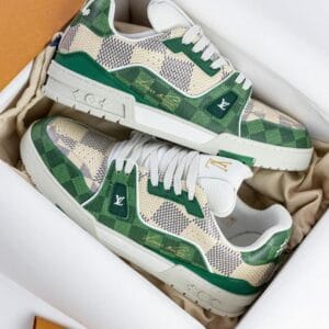 Louis Vuitton Trainer Damier Green and White